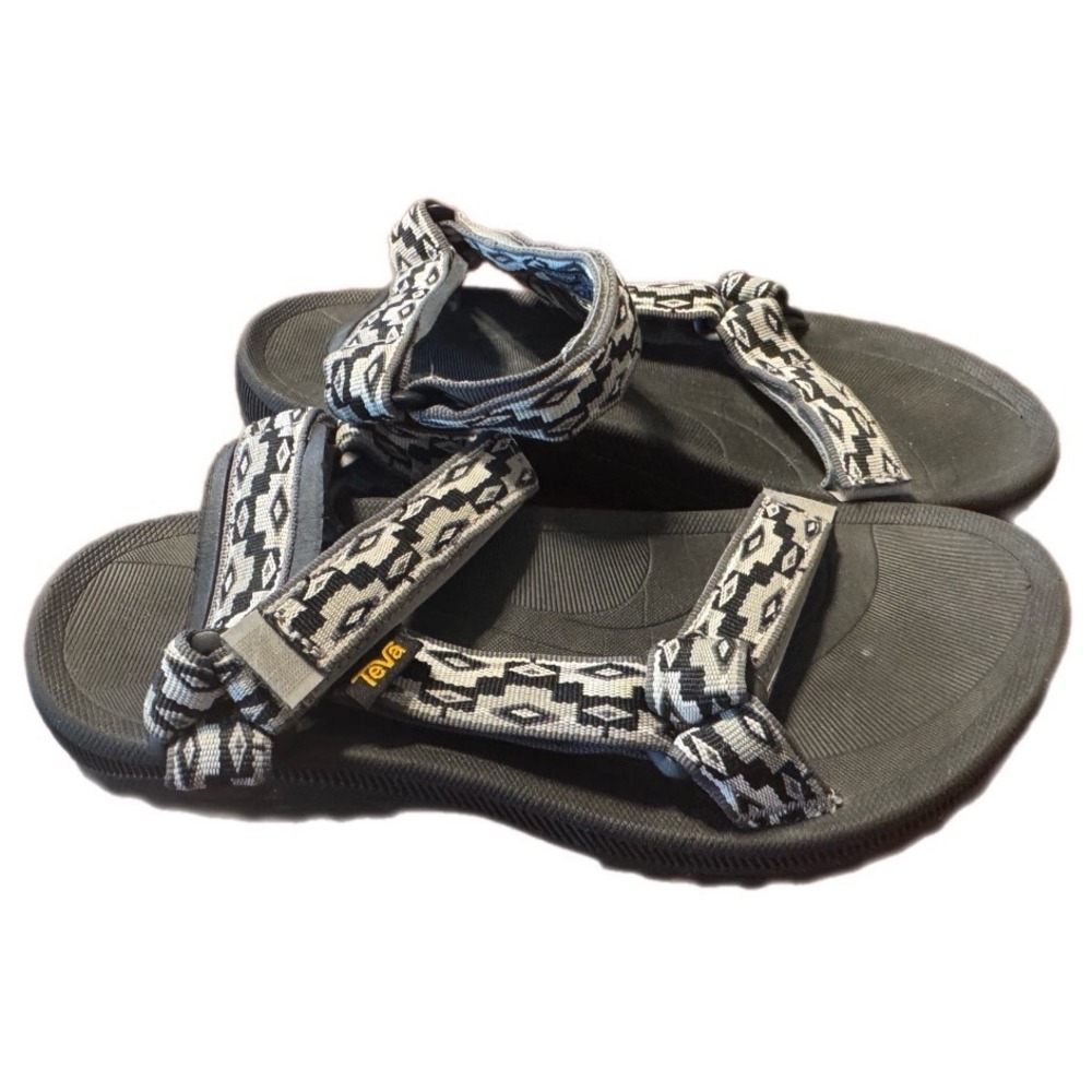 Teva Original Universal Sandals Women 9 Black White Excellent‎ Geometric 1017424